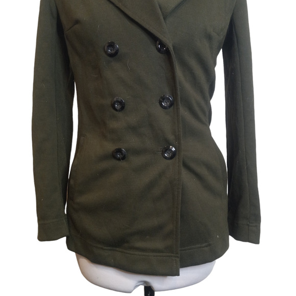 41 Hawthorn Women Green Long Sleeve Notch Lapel Double-Breasted Pea Coat Sz XS - Picture 4 of 7